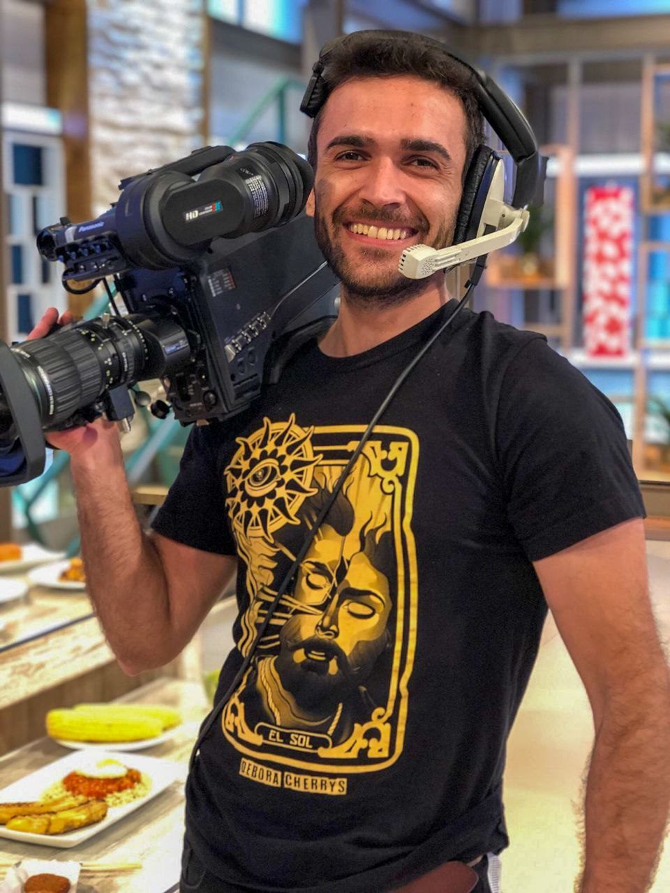 Sebastián Martorell operating a broadcast camera